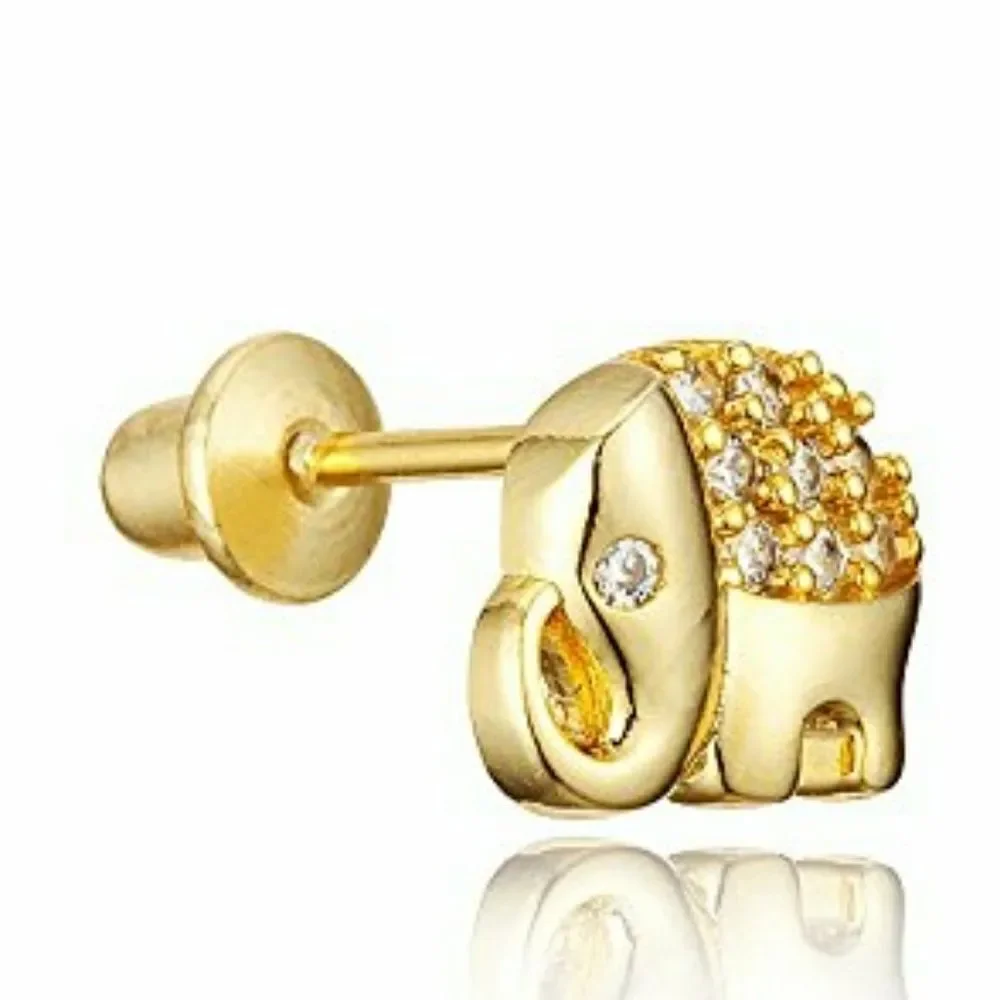 🐘 Gold plated Elephant Earrings CZ Stones
